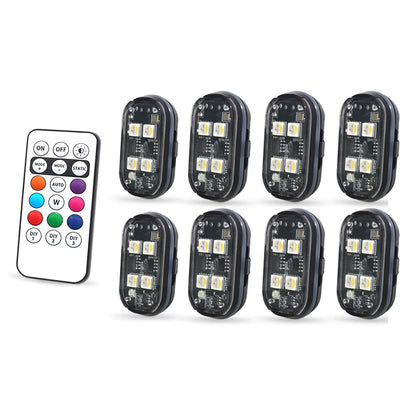 2/4Pcs Wireless LED Strobe Lights Car Decor Atmosphere Light, 8 Colors Rechargeable Led Lights Anti-Collision LED Warning Light