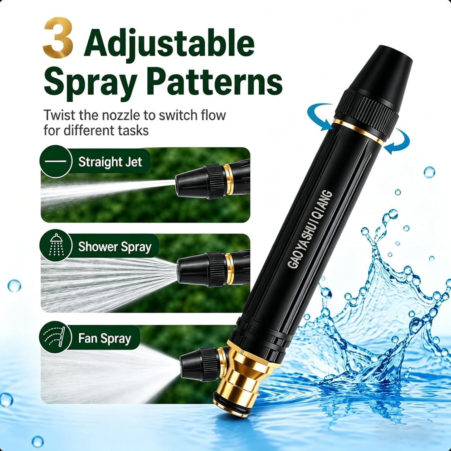 High-Pressure Garden Hose Jet Nozzle | Power Washer Attachment for Car Washing & Outdoor Cleaning (Type B)